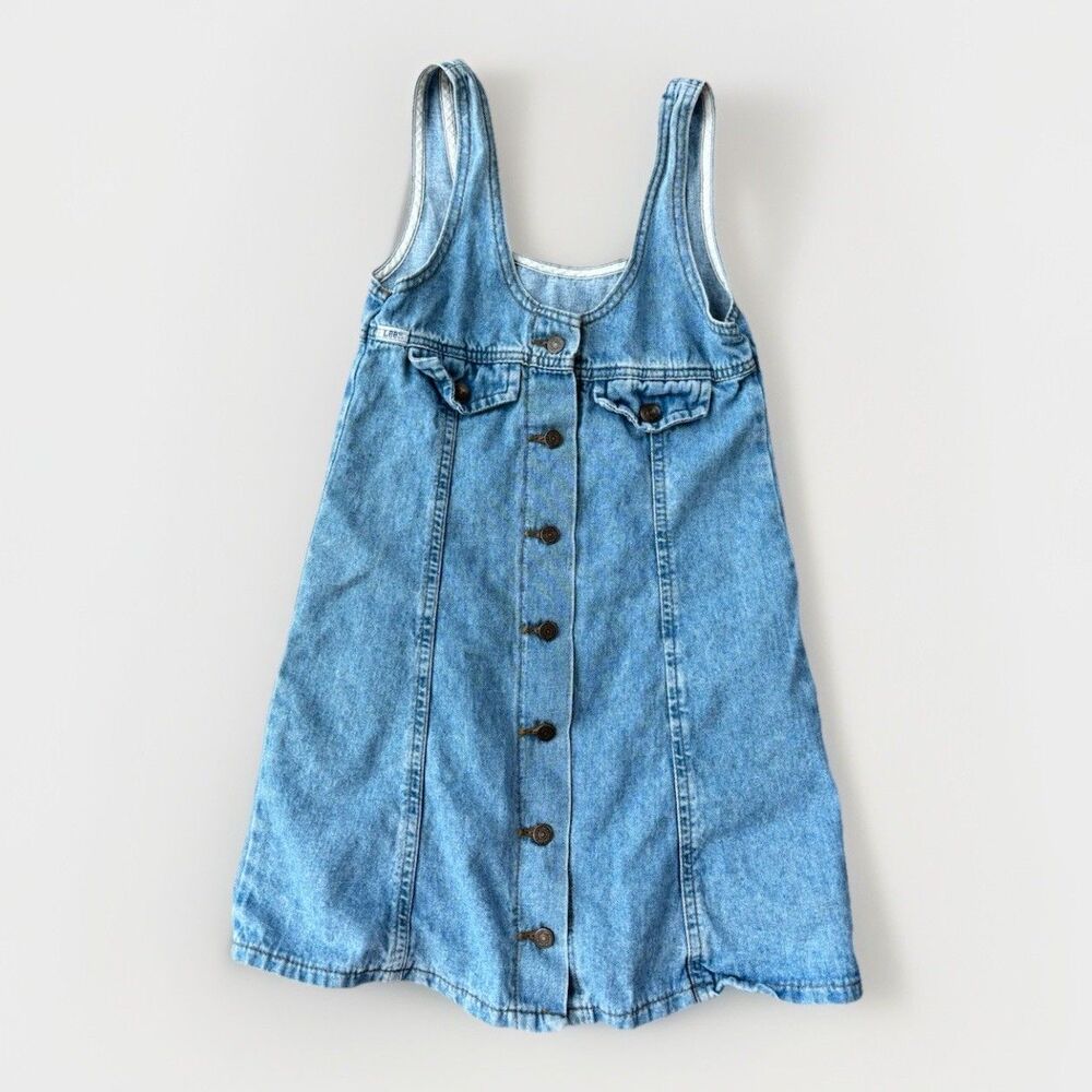 Vintage Lee Girls Denim Jumper Size 8 Button Front